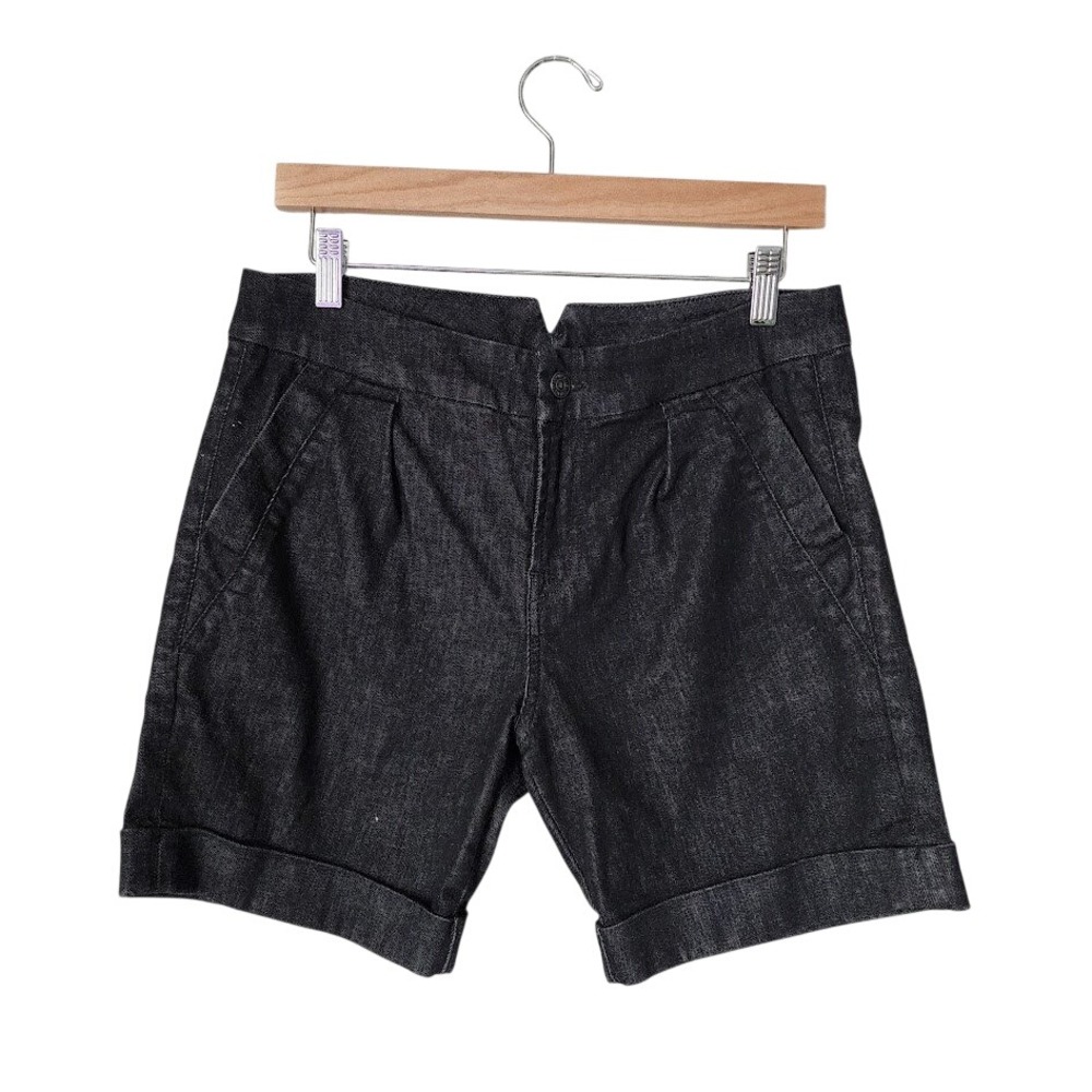 7 FOR ALL MANKIND Dark Wash Denim Trouser Shorts Y2K Preppy Pleated Cuffed 27